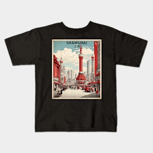 Shanghai The Bund China Vintage Poster Tourism Kids T-Shirt